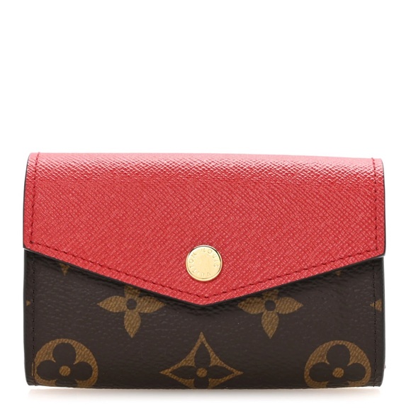 Louis Vuitton Sarah Multicartes wallet in Coquelicot Red with Brown Monogram - Picture 1 of 7
